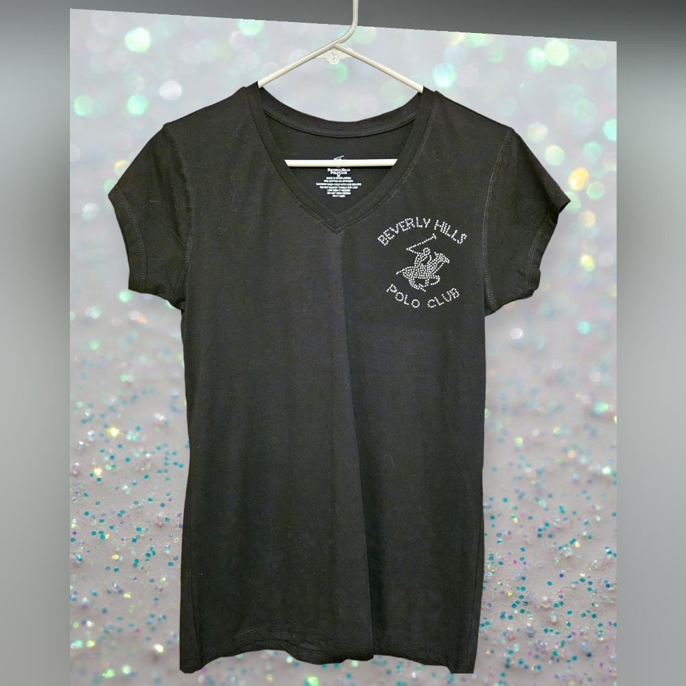 Beverly Hills Polo Club NWT Black Jeweled Top